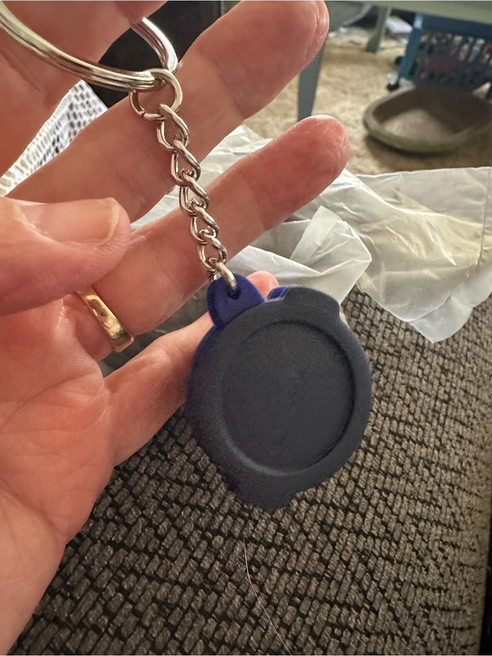 Tupperware Blue Keychain